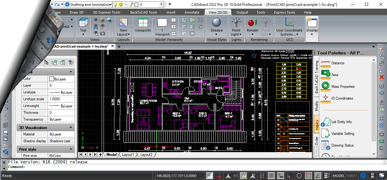 A Professional Grade 2D/3D CAD System for .dwg Files